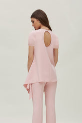 ASYMMETRIC FLAT WOVEN TOP WITH SLEEVES